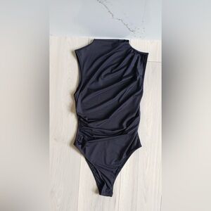 Mock Neck Bodysuit Womens S Rushed Sleeveless Minimalist Top